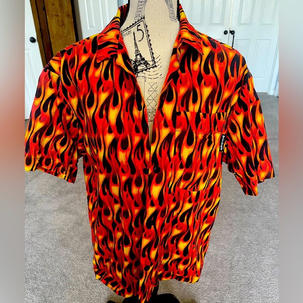 Palm Angels Burning Vacation Shirt Size Small